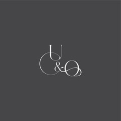 initial with line UO monogram wedding logo concept letter luxury curvy style
