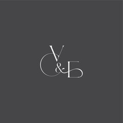initial with line VE monogram wedding logo concept letter luxury curvy style