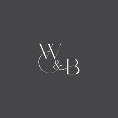 initial with line WB monogram wedding logo concept letter luxury curvy style