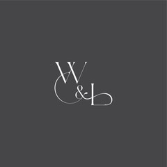 initial with line WL monogram wedding logo concept letter luxury curvy style