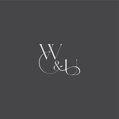 initial with line WU monogram wedding logo concept letter luxury curvy style