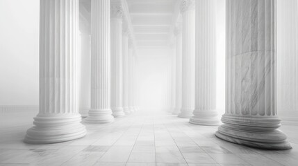 Ancient Columns Hallway, Light and Spacious. Possible Stock Photo Use