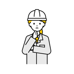 上半身のポーズ_シンプルな作業員の女性10