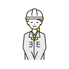 上半身のポーズ_シンプルな作業員の女性18