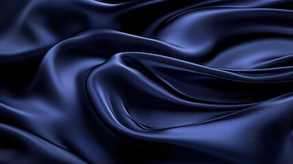 Obraz premium Dark Blue Satin Fabric Drape with Rich Texture and Subtle Highlights
