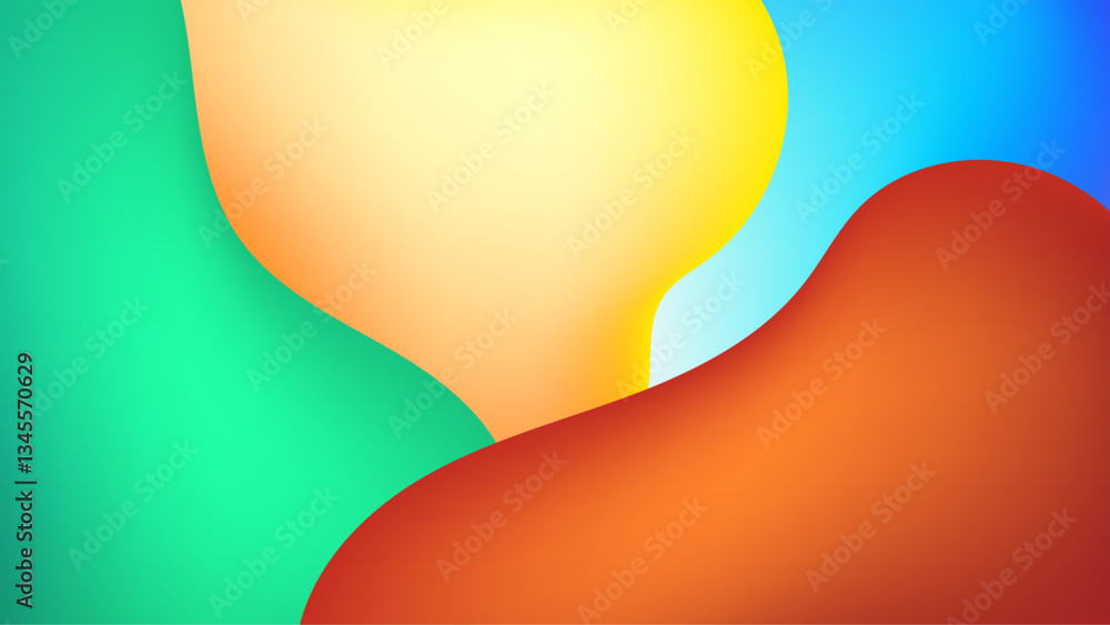 Poster colorful bright colors blend together in an abstract design featuring smooth curves and waves vector