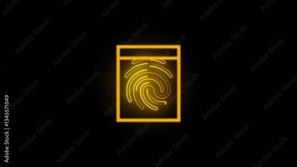 Poster glowing neon parson verify icon isolated .digital fingerprint scan icon isolated . finger verify ico
