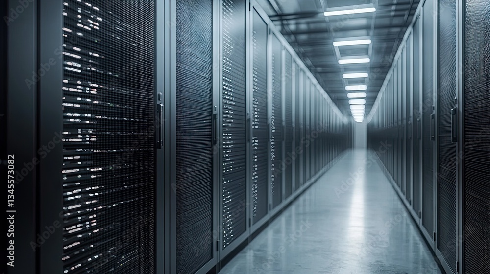 Poster a hybrid cloud system, combining public and private cloud solutions for secure data management.