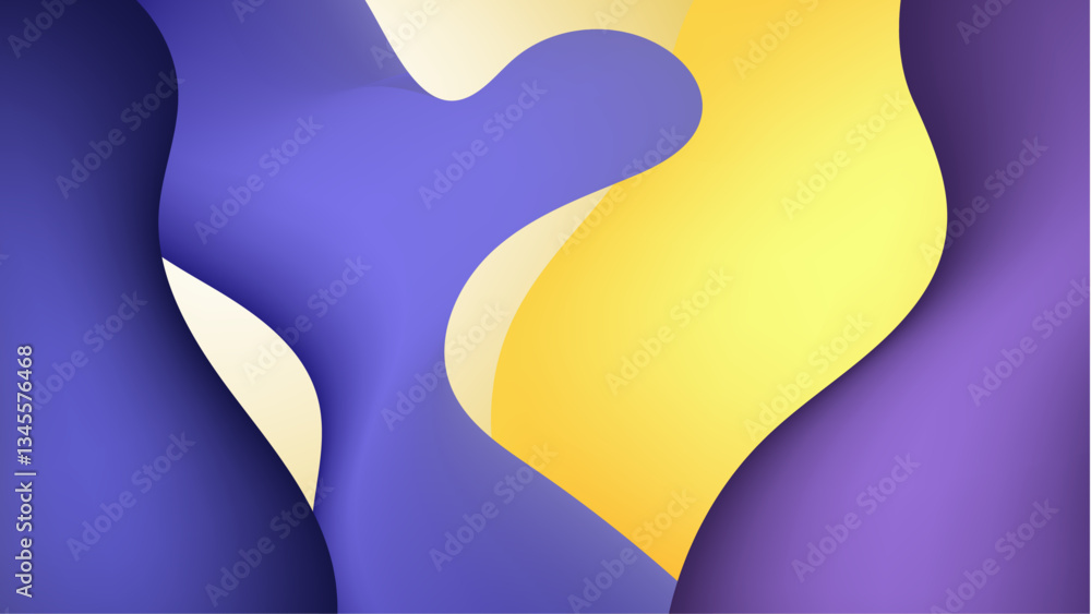 Poster colorful bright colors blend together in an abstract design featuring smooth curves and waves vector