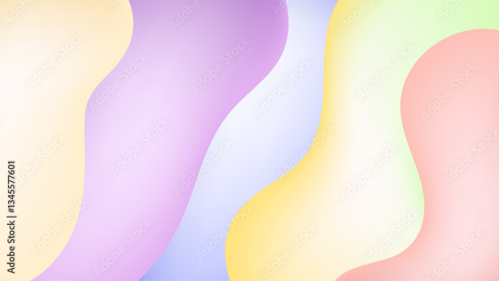 Poster colorful bright colors blend together in an abstract design featuring smooth curves and waves vector
