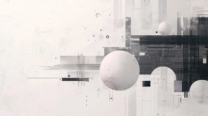 Abstract Geometric Shapes in Light and Dark Tones, Futuristic Design