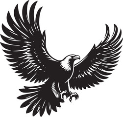 Obraz premium Majestic Soaring Eagle - Black and White Vector Illustration