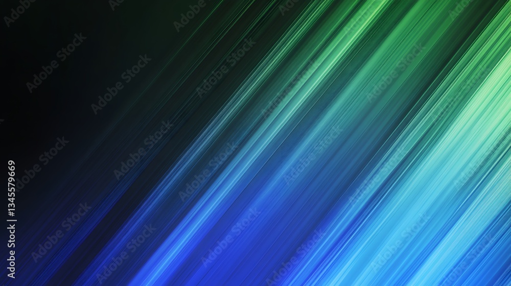 Poster diagonal multicolored blue and green gradient stripes are visible in this image