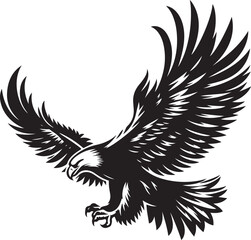 Fototapeta premium Majestic Soaring Eagle - Black and White Vector Illustration