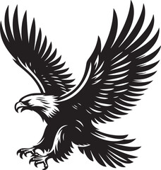 Fototapeta premium Majestic Soaring Eagle - Black and White Vector Illustration