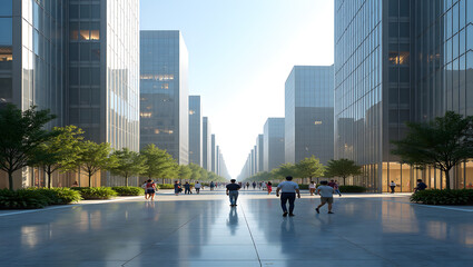 Fototapeta premium Futuristic district with smart public amenities