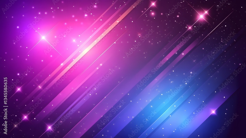 Poster a colorful gradient background features stars and diagonal light streaks