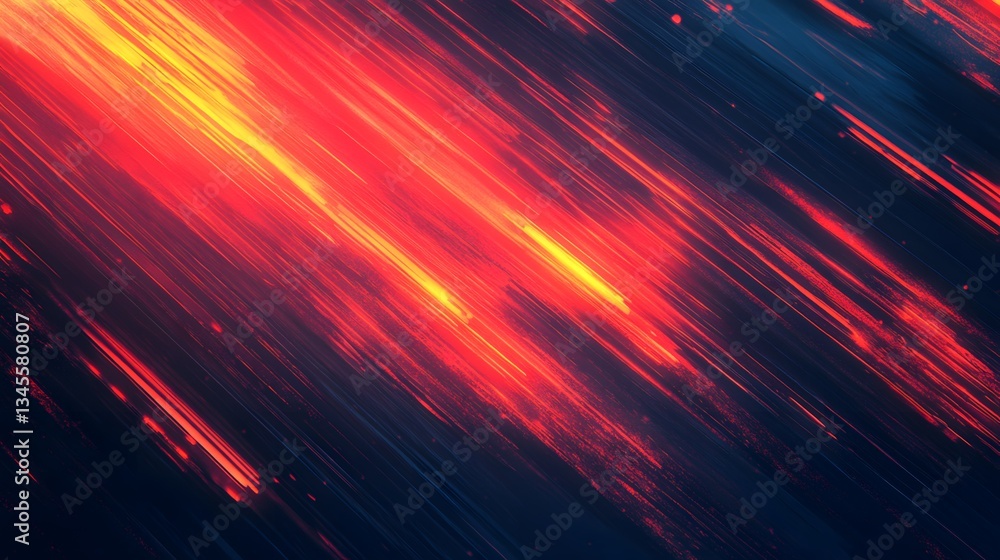 Poster diagonal abstract pattern of red and yellow glowing streaks