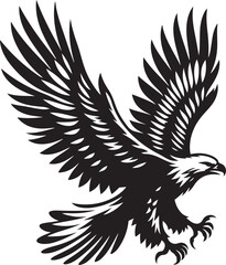 Obraz premium Majestic Soaring Eagle - Black and White Vector Illustration