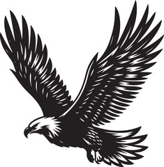 Fototapeta premium Majestic Soaring Eagle - Black and White Vector Illustration