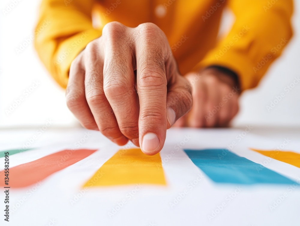 Poster vibrant data-driven leadership gen z professional analyzing colorful performance analytics with mini