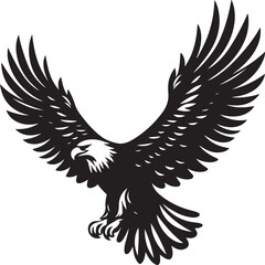 Fototapeta premium Majestic Soaring Eagle - Black and White Vector Illustration