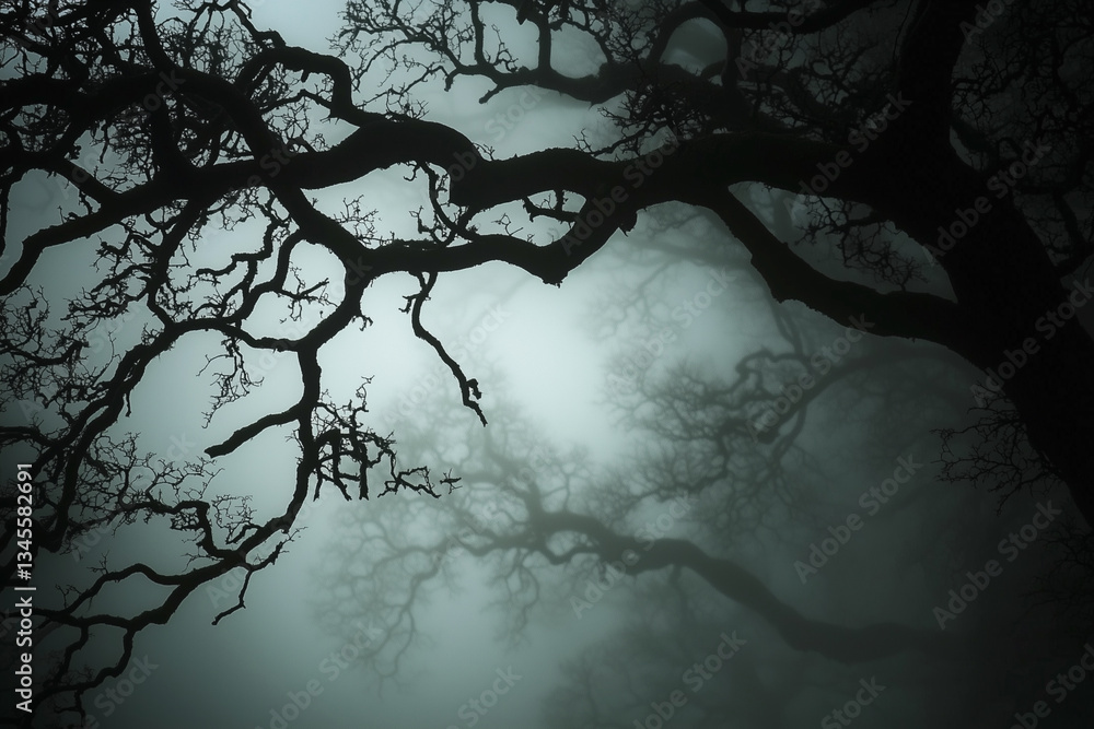 Aufkleber tree with branches that are dark and twisted. the branches are reaching out in different directions.