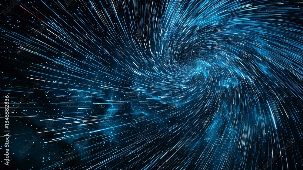 Aufkleber Dynamic star trails swirl through the cosmos showcasing vibrant motion and depth in a celestial display Generative AI