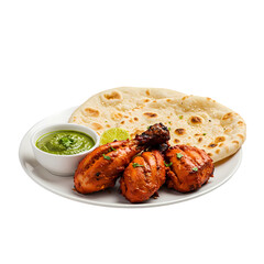 Delicious Tandoori Chicken & Naan on Transparent  background