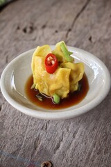 Dumpling dim sum and sauce Chinese food