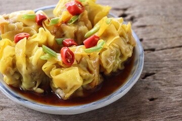 Dumpling dim sum and sauce Chinese food