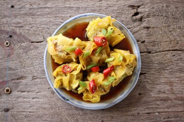 Dumpling dim sum and sauce Chinese food