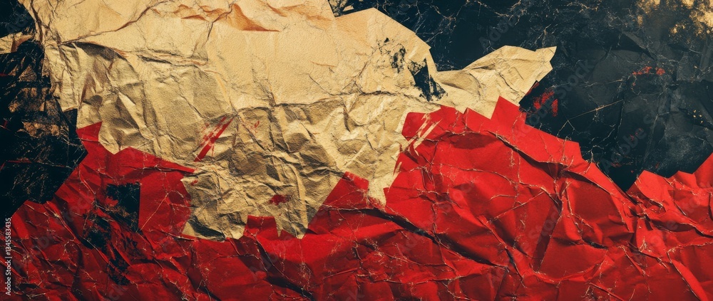 Poster vibrant textured backdrop of crumpled red paper creating a dramatic visual effect