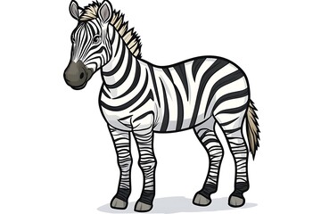 Obraz premium Zebra standing on plain white background for animal illustration, education uses