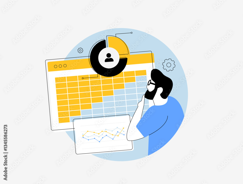 Poster cohort analysis with data, charts, and analytics for business insights. tracking customer behavior, 