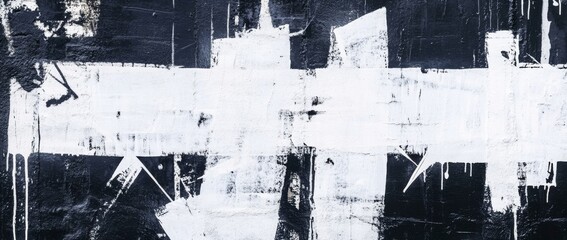 Urban street art featuring bold white graffiti on a weathered black wall during daylight in an urban environment