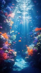 Vibrant coral reef adventure underwater paradise marine life deep ocean serene exploration nature's beauty