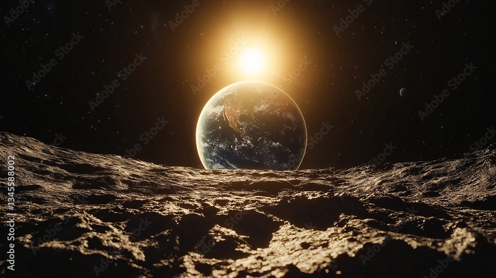 Poster view of the earth from the surface of the moon