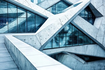 Modern Industrial Design Element with Sharp Lines and Geometric Shapes in Interior or Exterior Setting, Emphasizing Innovation and Sophistication