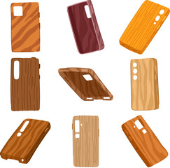 phone case wooden set cartoon vector illustration