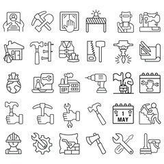 Collection of Labor Day themed illustrations and icons, labor day all elements icon set