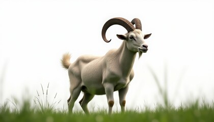Fototapeta premium Horned Goat in Meadow