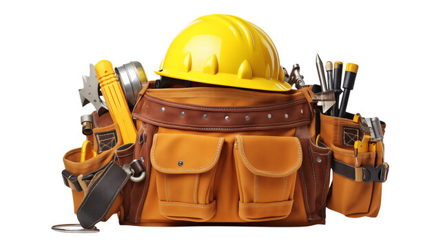 Construction Workers Tool Bag and Hard Hat on Site