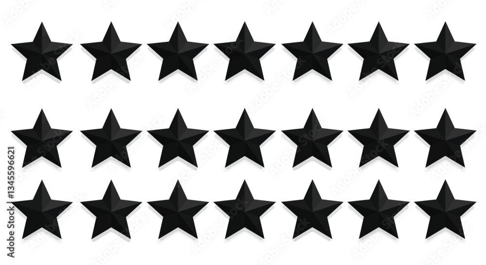 Poster black star shapes arranged in a grid pattern featuring flat design vector art