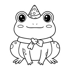 Frog drawing illustration for coloring book
