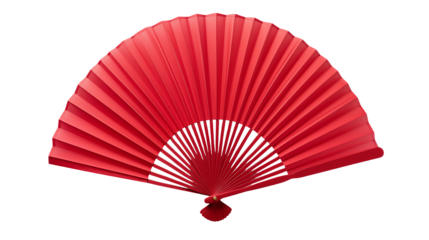 Red Paper Fan Elegant Accessory Asian Culture Decorative Item  Oriental Design