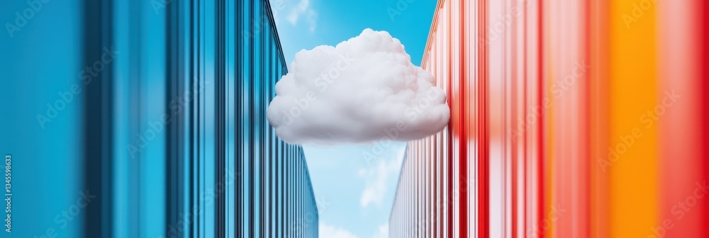 Aufkleber Hybrid Cloud Infrastructure Visualization Gradient Serverless Architecture Showcasing Digital Transformation, Scalable Multi-Cloud Connectivity Strategies
