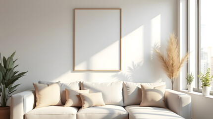 Elegant living room with natural light and minimalist decor