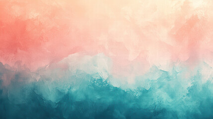 Fototapeta premium Soft teal and light coral blend harmoniously in this subdued pastel gradient, creating calming and serene atmosphere. gentle transition evokes feelings of tranquility and peace