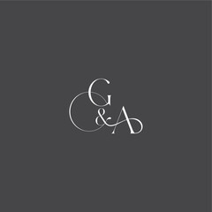 luxury curvy style GA initial with line monogram wedding logo concept letter